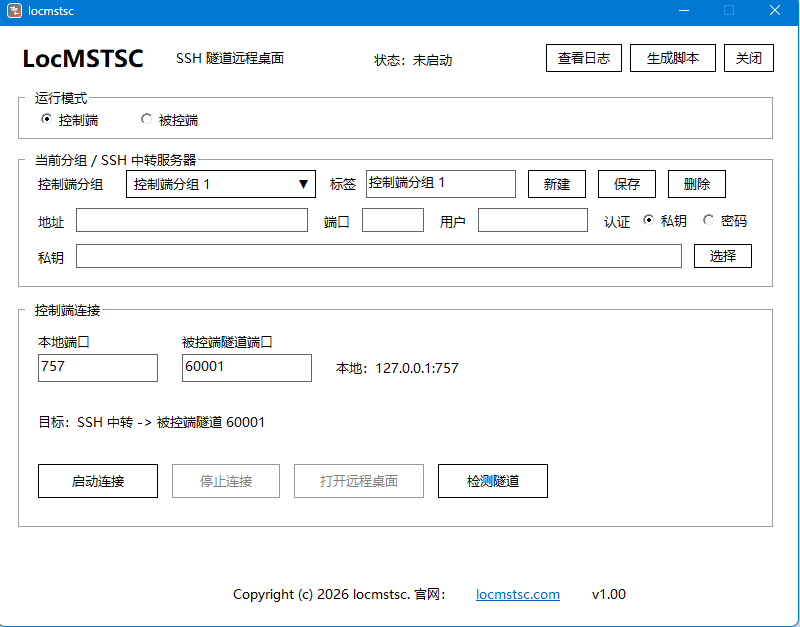 LocMSTSC 控制端真实面板截图